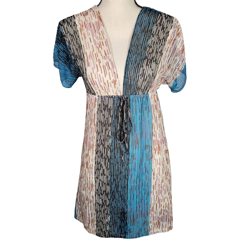 Paradise Womens Swimsuit Coverup Beach Dress, Blue/Brown, Medium